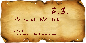 Pákozdi Bálint névjegykártya